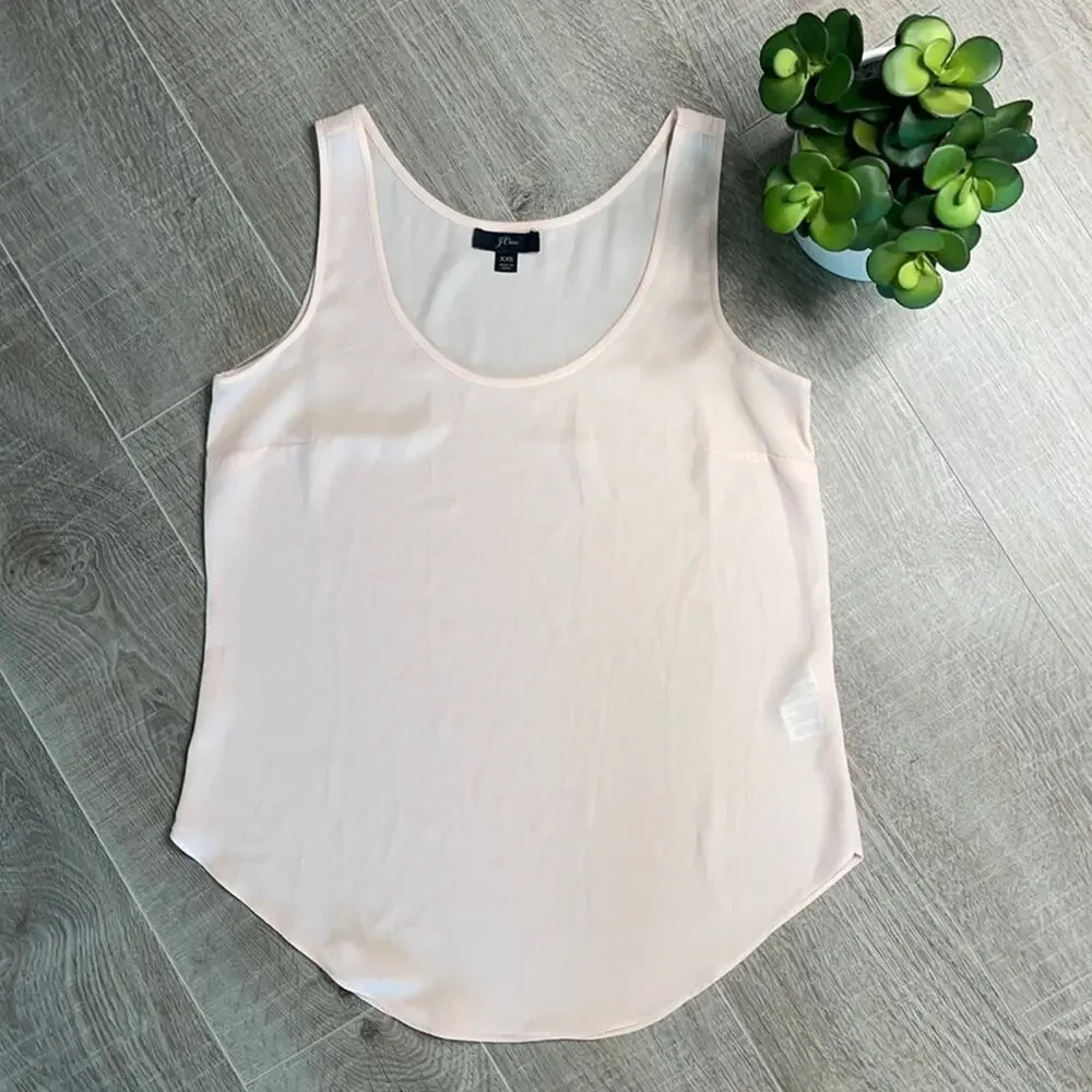 J CREW Women's Blush Pink Semi Sheer Scoop Neck Tank Top